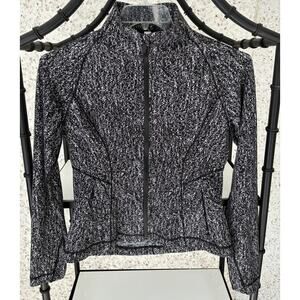 Lululemon Lightly Jacket Luon Suited Jacquard Black White Sz 10